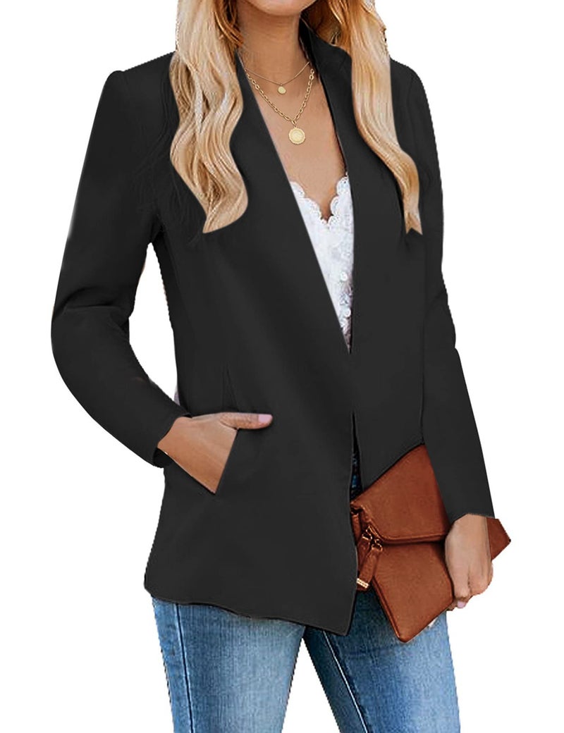 luvamia Women's Casual Long Sleeve Lapel Button Slim Work Office Blazer Jacket Black Oversized Blazer for Women Black Size Xx-Large Size 20 Size 22 - Image 4